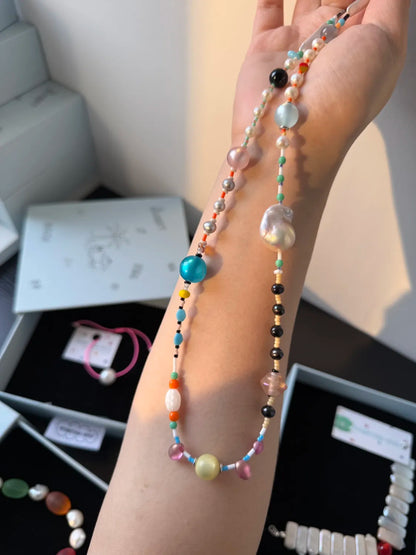 Handmade Dopamine Colorful Beads Necklace,Lumivault.