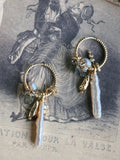 Small Silver Bars Baroque Pearl Earrings,Lumivault.