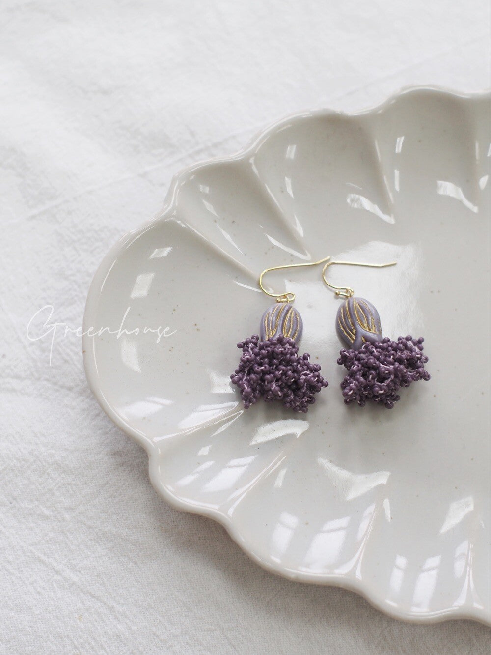 Crochet Tulip Drops Beaded Earrings,Lumivault.