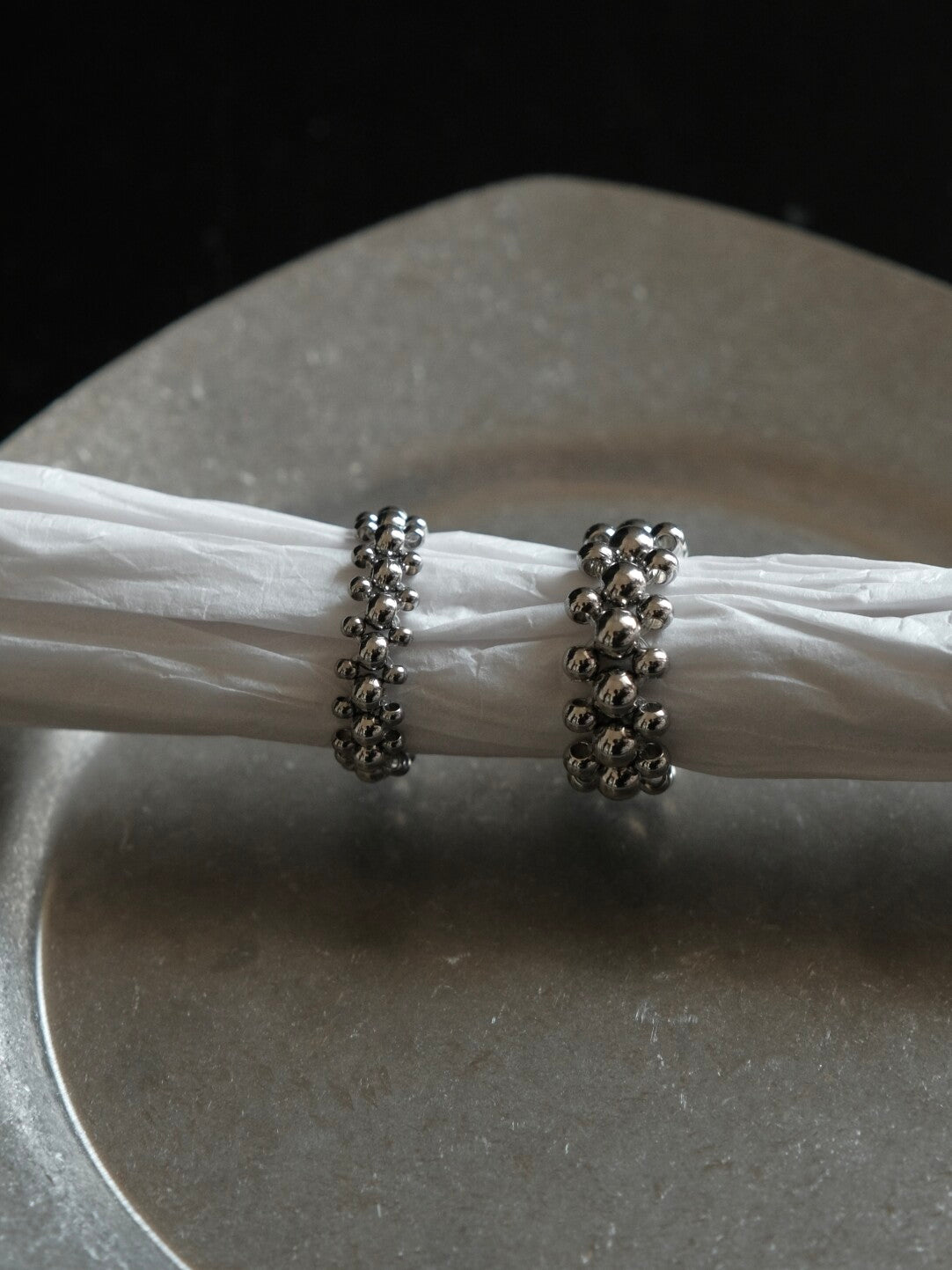 Handmade Titanium Steel Beaded Ring
