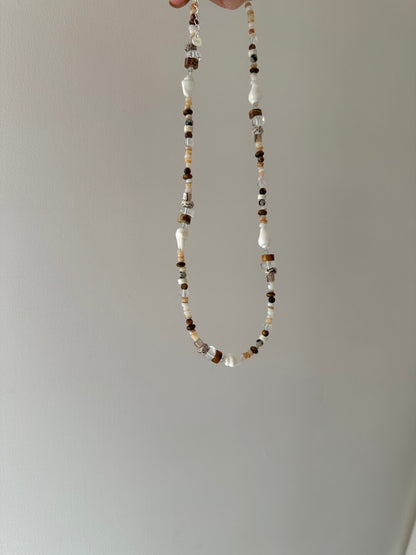 Original Brown Irregular Beaded Earrings Necklace