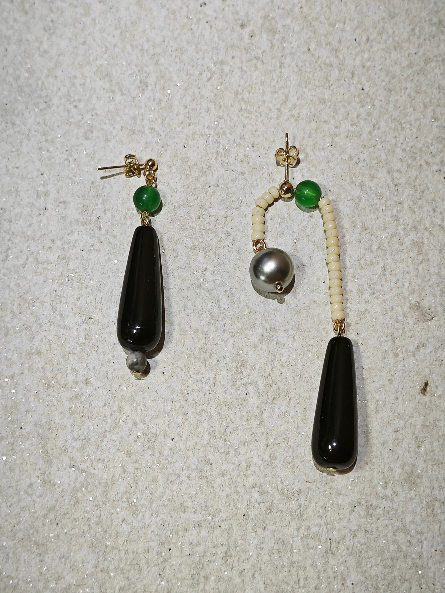 Chinoiserie Natural Agate Pearl Dangle Earrings