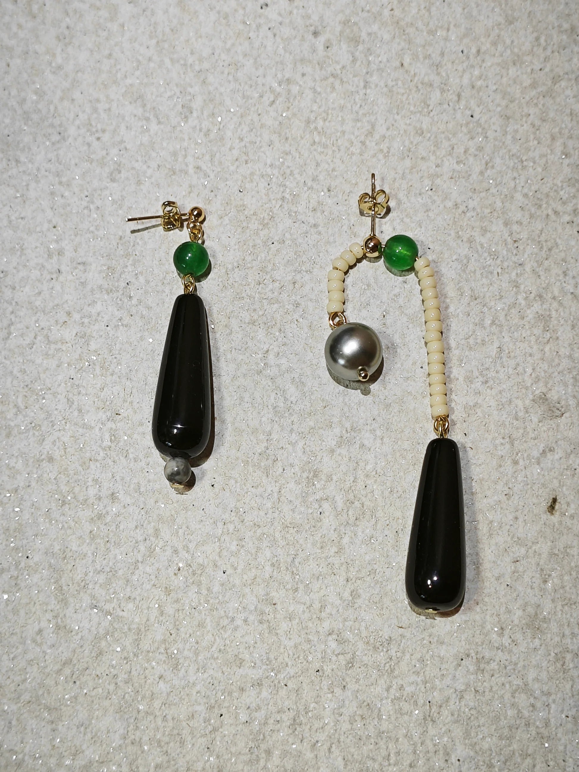 Chinoiserie Natural Agate Pearl Dangle Earrings,B / Studs,Lumivault.