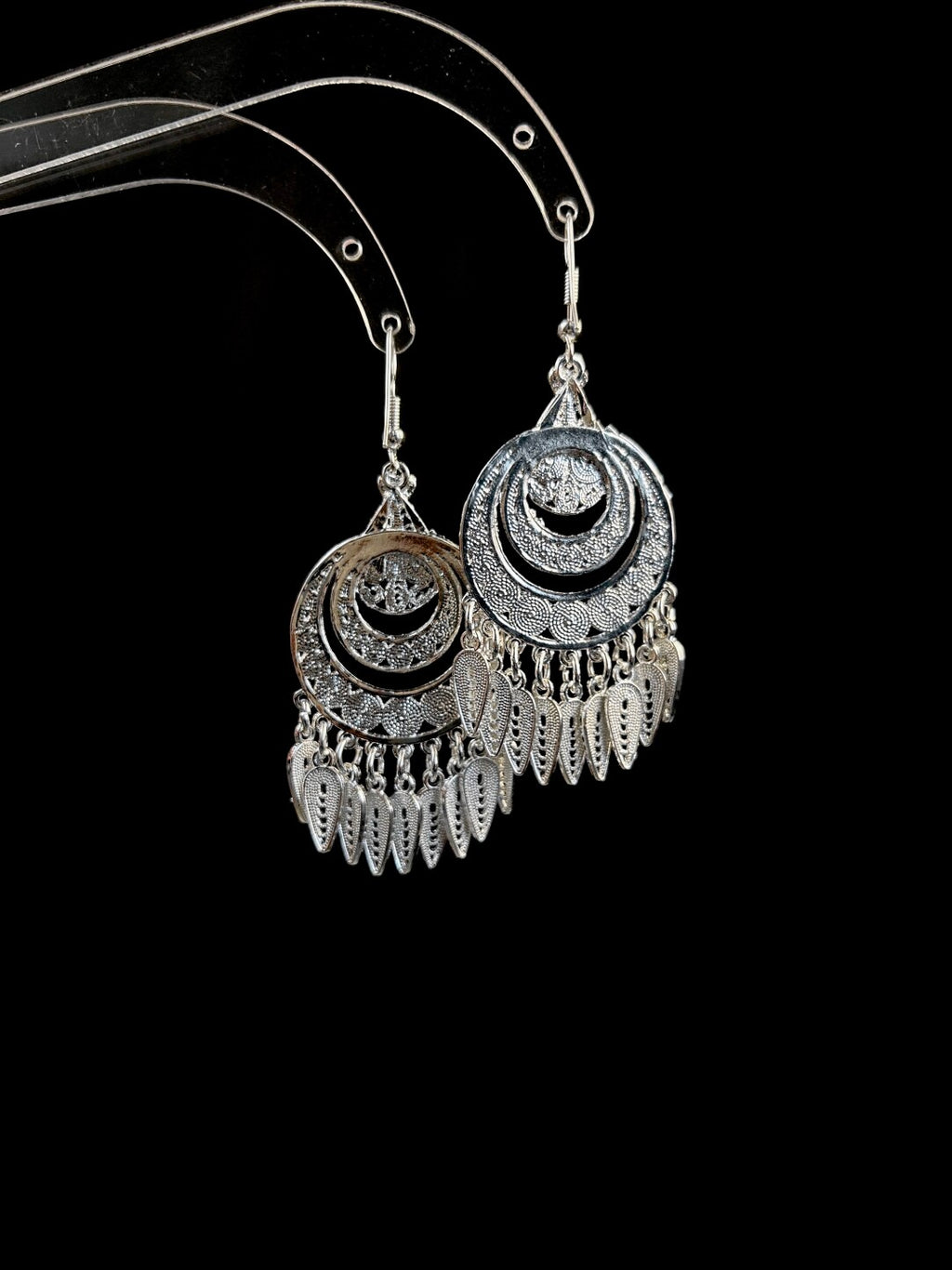 Triple Hoop Leaf Earrings,Lumivault.