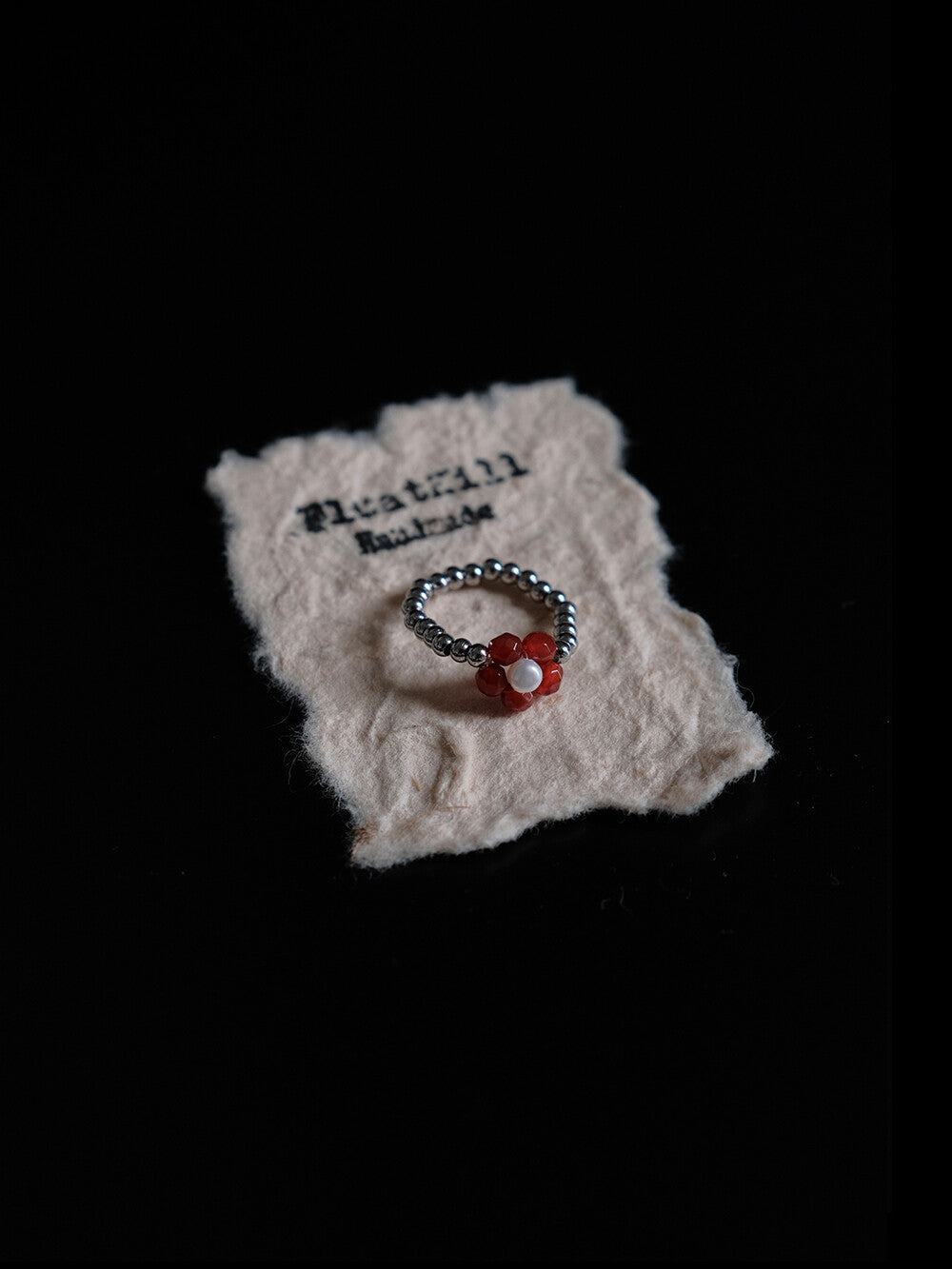 Red Beaded Elastic Ring,B,Lumivault.