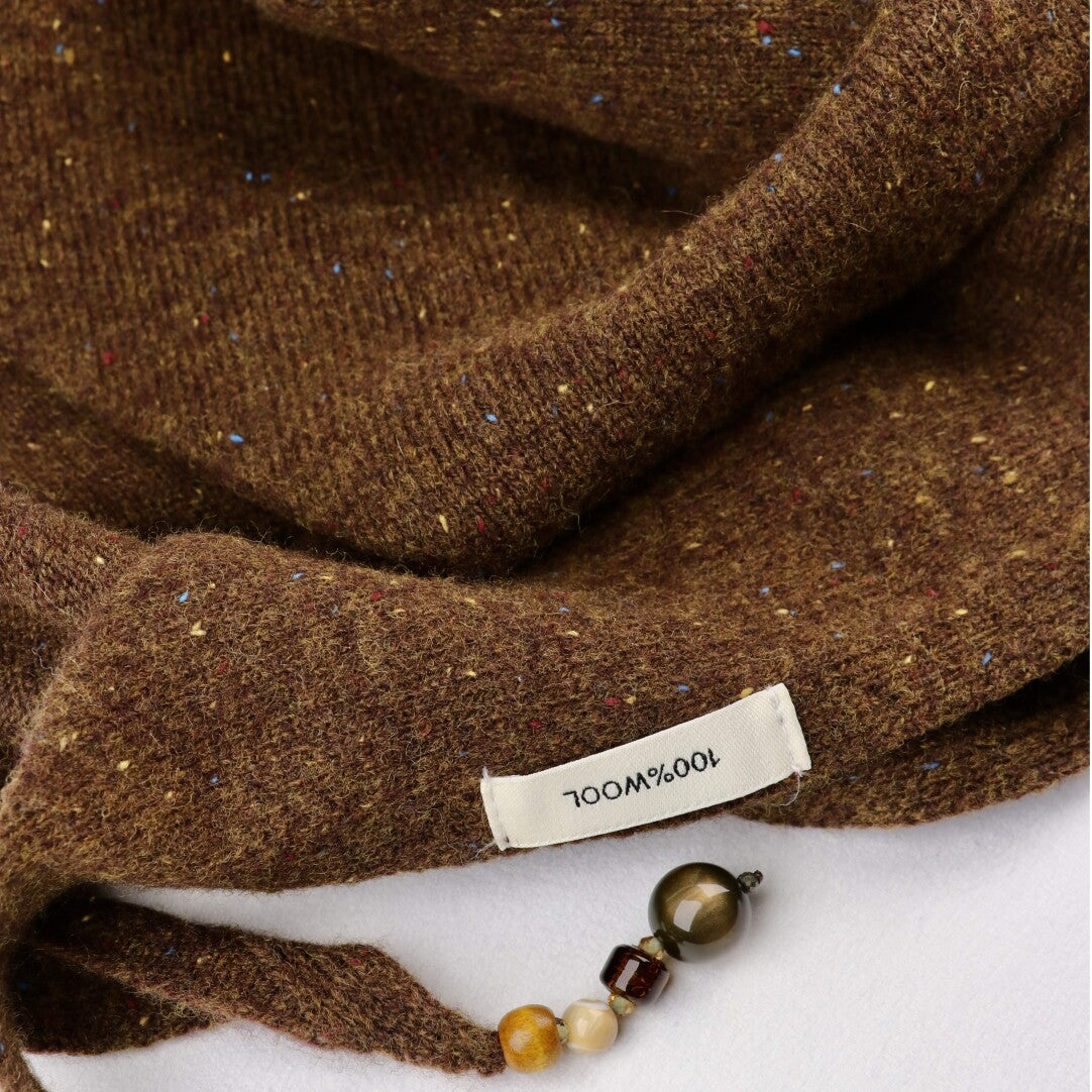 Woven Warmth Hand‑Knitted Wool Triangle Scarf,Lumivault.