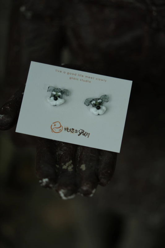 Schnauzer Friend Handmade Glass Earrings