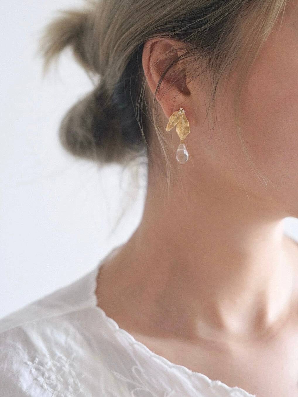 Original Gold Leaf Asymmetric Earrings,Lumivault.