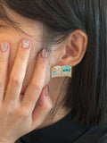925 Silver Acrylic Retro Cute Earrings,Newton Book,Lumivault.