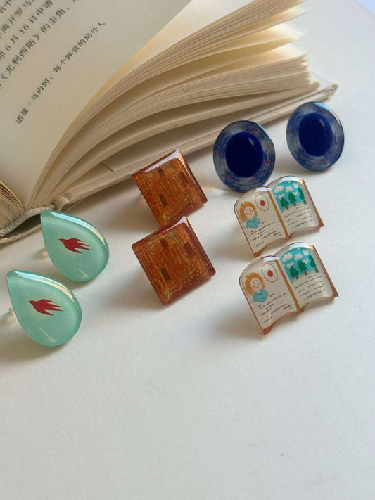 925 Silver Acrylic Retro Cute Earrings - Lumivault