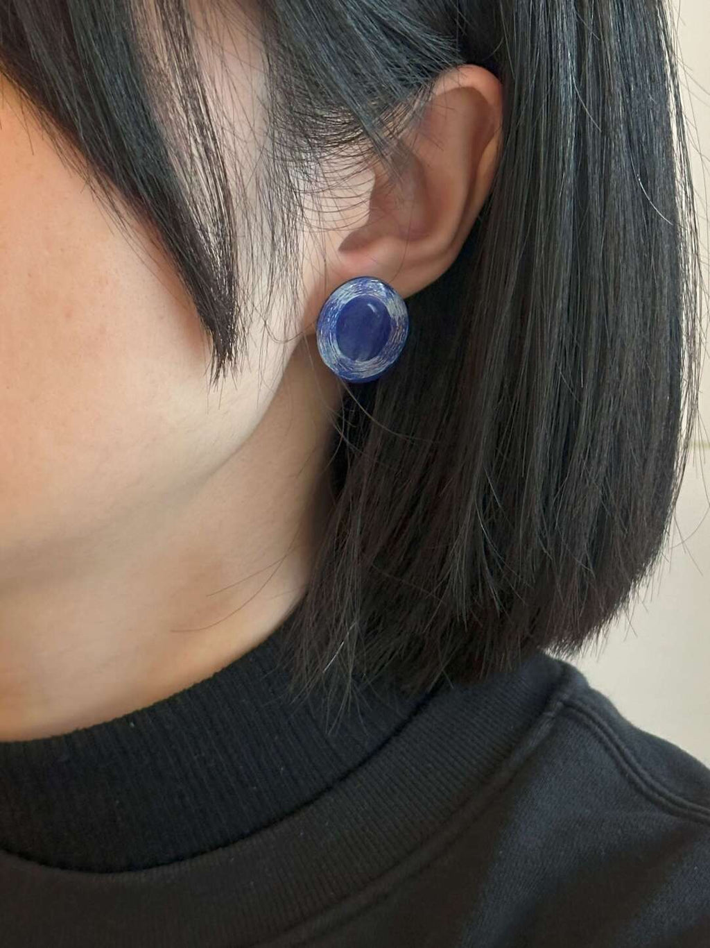 925 Silver Acrylic Retro Cute Earrings,Sapphire,Lumivault.