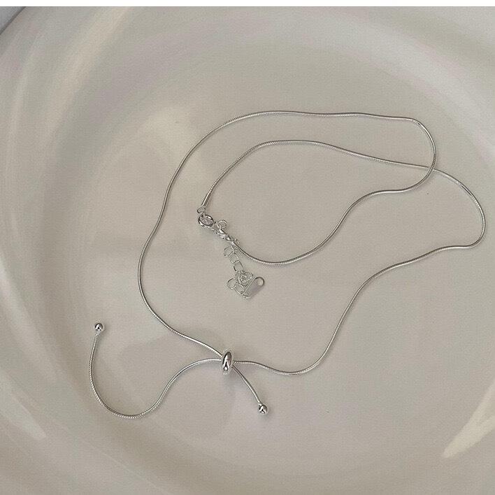 925 Sterling Silver Adjustable Chain Necklace,Lumivault.