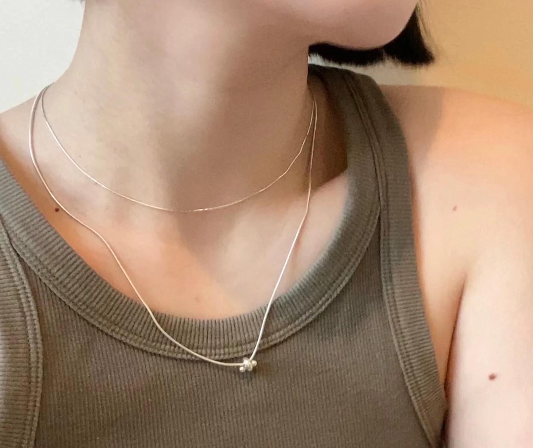 925 Sterling Silver Adjustable Chain Necklace,Lumivault.
