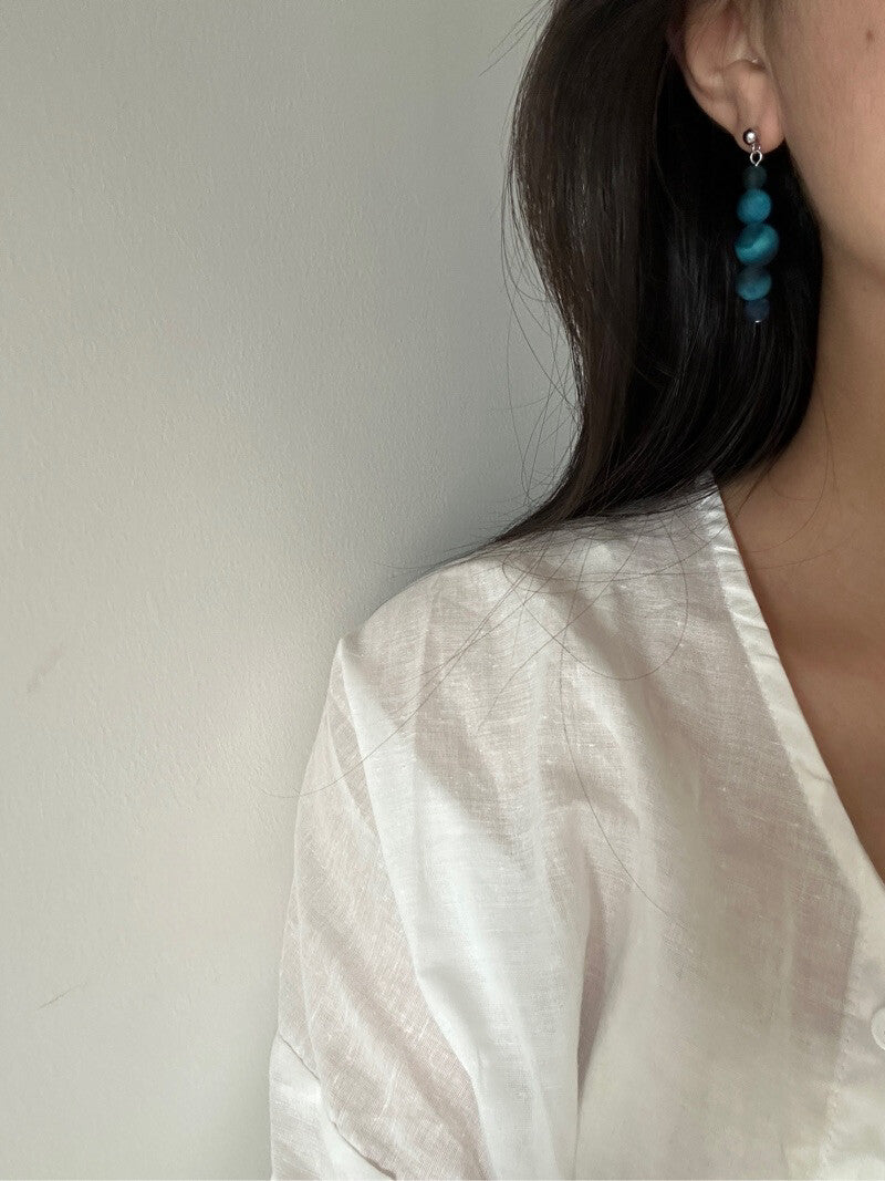 Original Minimalist Blue Tiger's Eye Stone Earrings,Lumivault.