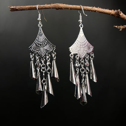 Silent Fan & Bell Drop Earrings