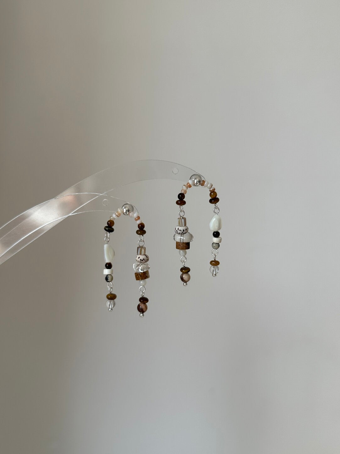 Original Brown Irregular Beaded Earrings Necklace