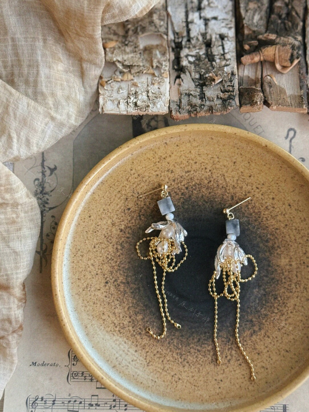 Ink White Butterfly Pearl Earrings,Lumivault.