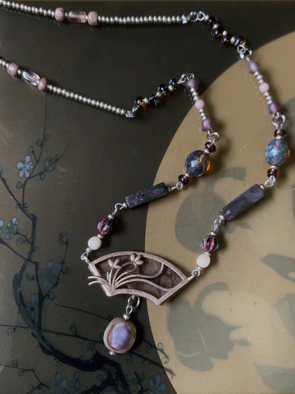 A Window Painting Czech Beaded Necklace,Lumivault.