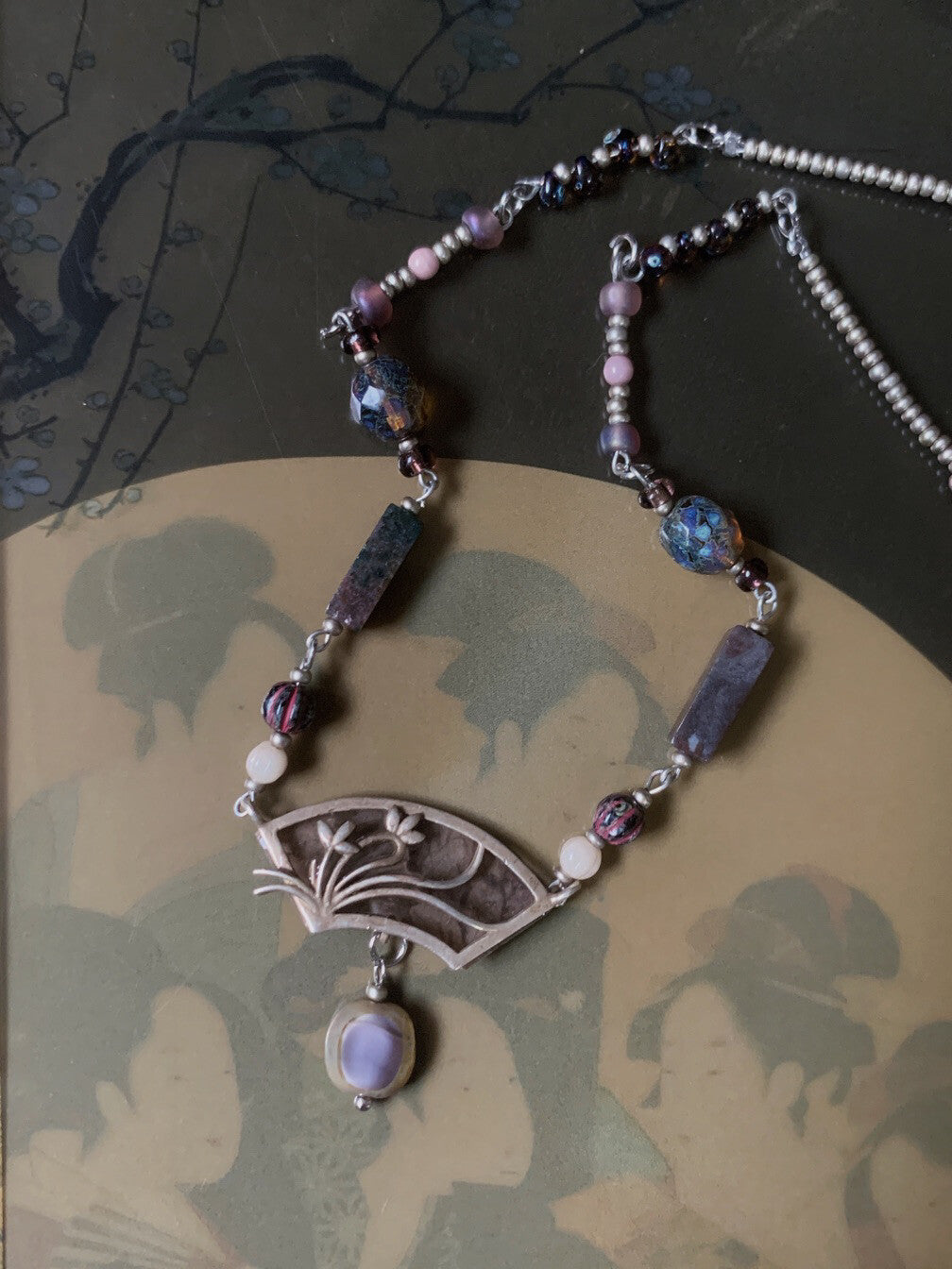 A Window Painting Czech Beaded Necklace,Lumivault.