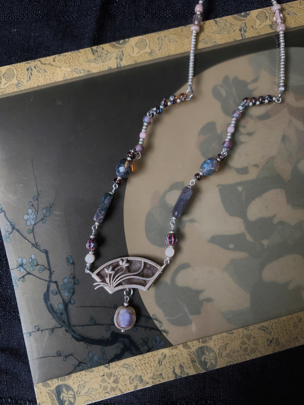 A Window Painting Czech Beaded Necklace,Lumivault.