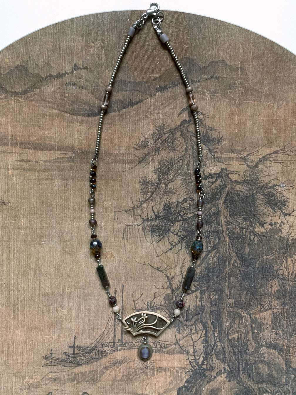 A Window Painting Czech Beaded Necklace,Lumivault.