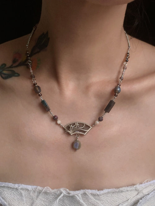 A Window Painting Czech Beaded Necklace,Lumivault.