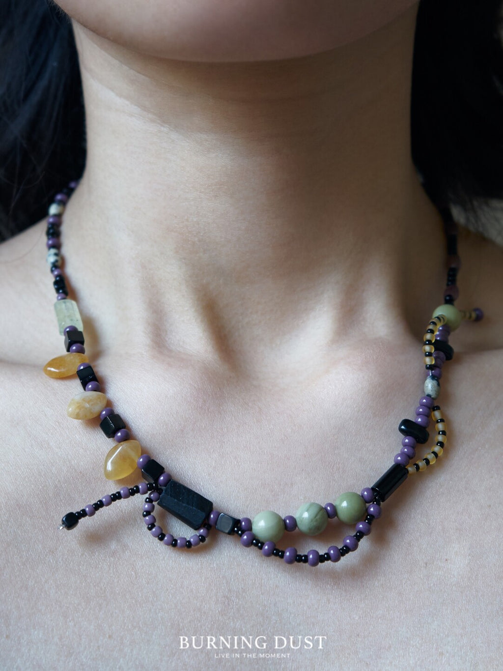 Aconitum Episcopale Beaded Necklace,Lumivault.