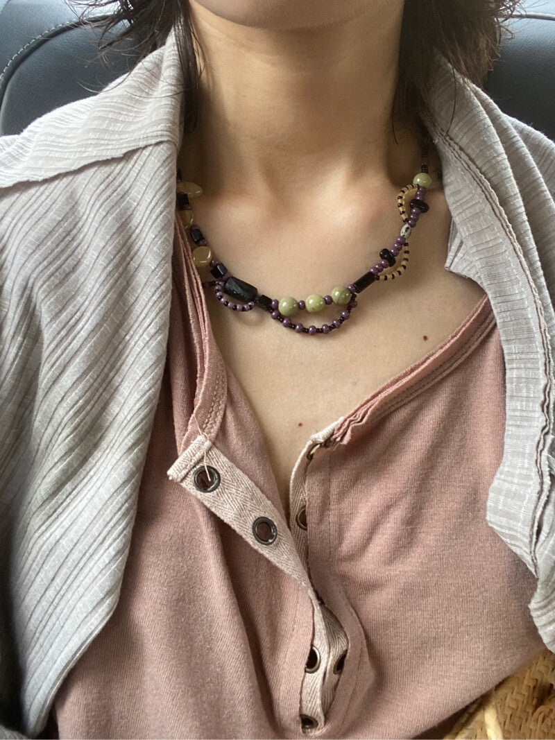 Aconitum Episcopale Beaded Necklace,Lumivault.