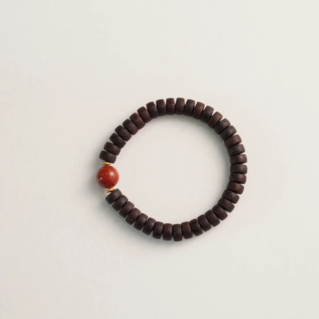 Aloeswood South Red Agate Beaded Bracelet,Lumivault.
