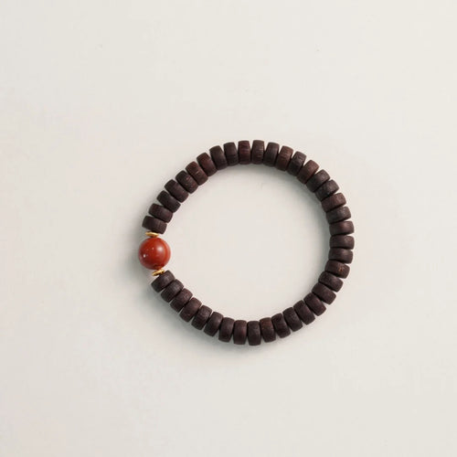Aloeswood South Red Agate Beaded Bracelet,Lumivault.