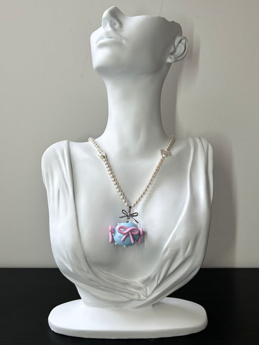 Apple Bowknot Pearl Necklace