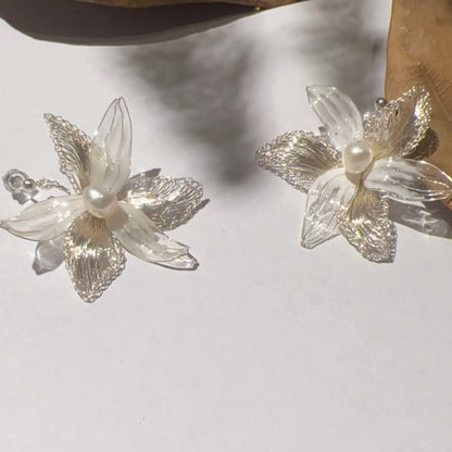 Artistic Metal Woven Flower Earrings