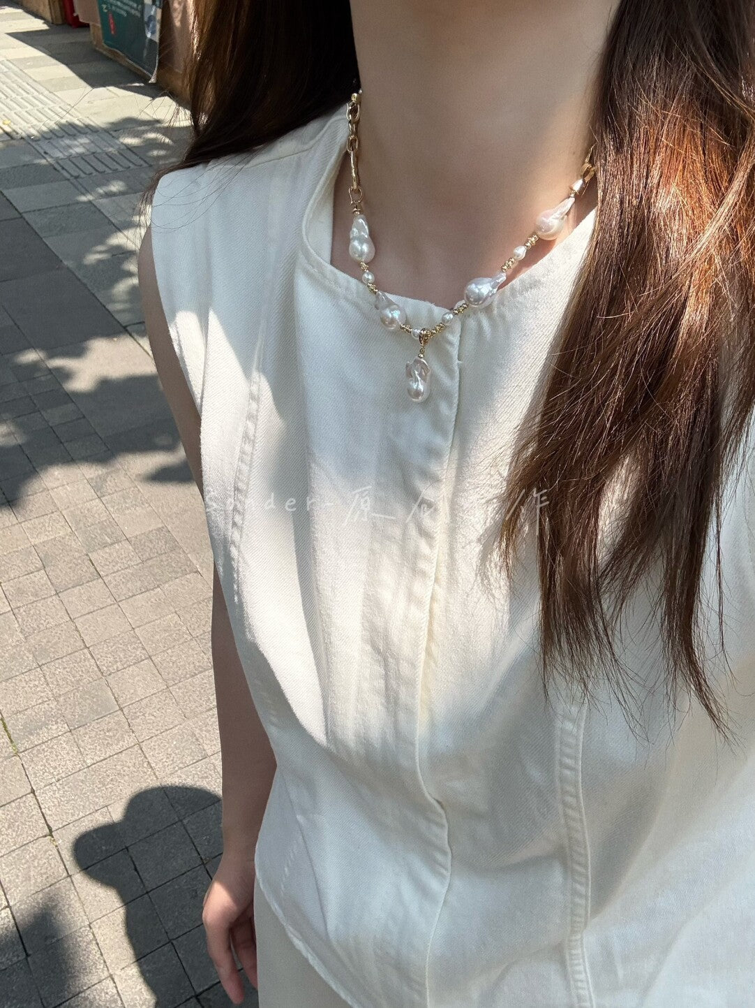 Backtrack Baroque Pearl Stacking Necklace,Lumivault.