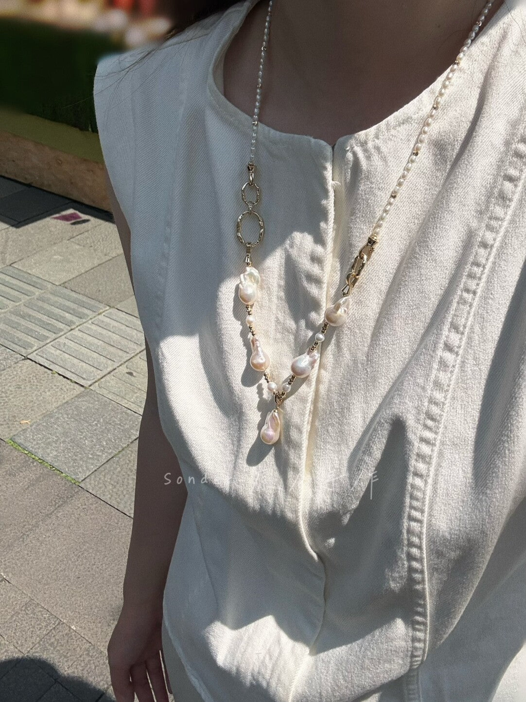 Backtrack Baroque Pearl Stacking Necklace,Lumivault.