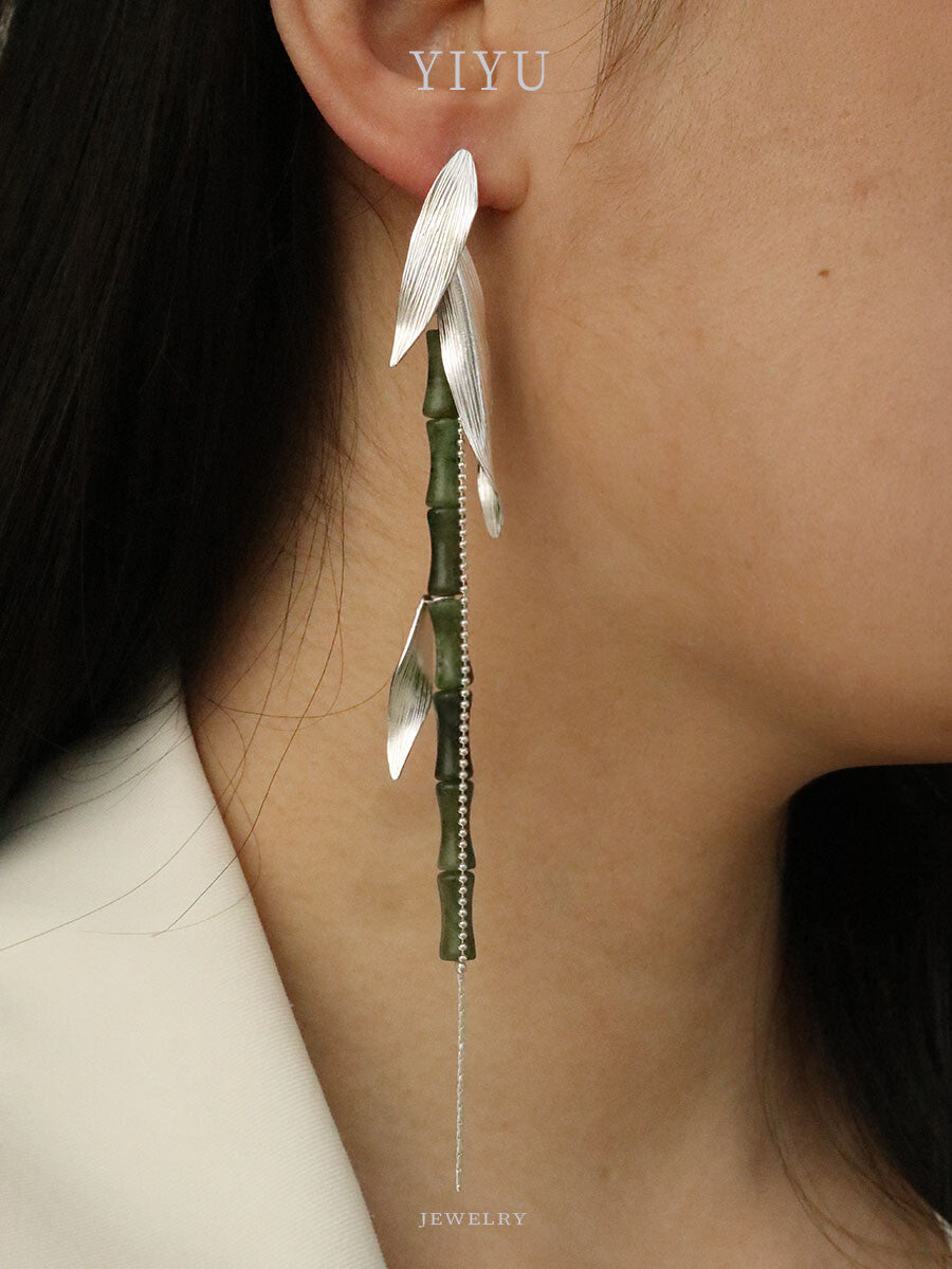 Bamboo Shadow Silver Earrings,Lumivault.