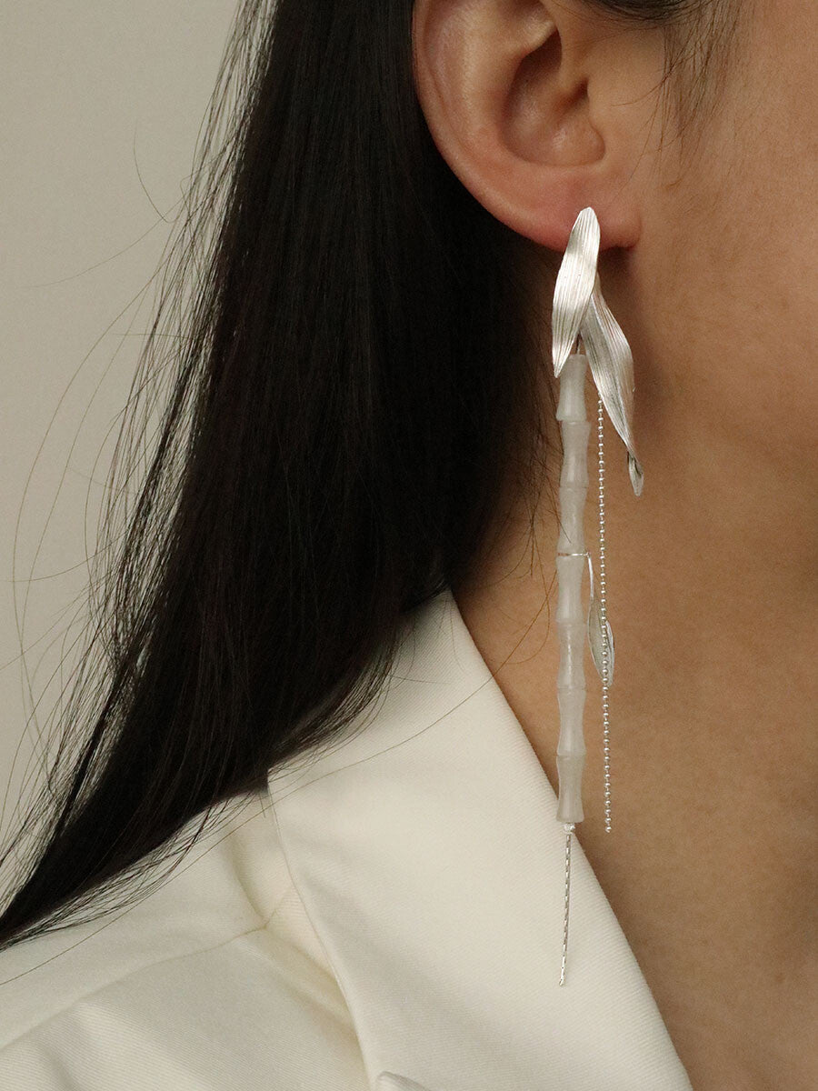 Bamboo Shadow Silver Earrings,Lumivault.