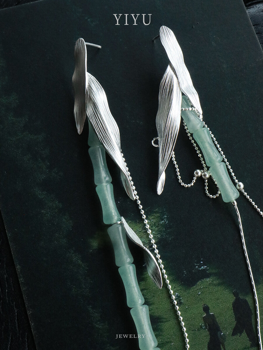 Bamboo Shadow Silver Earrings,Lumivault.