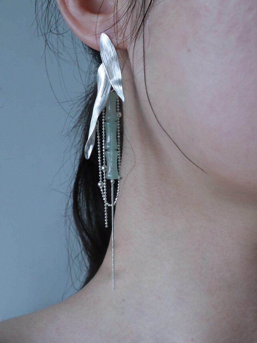 Bamboo Shadow Silver Earrings,Lumivault.