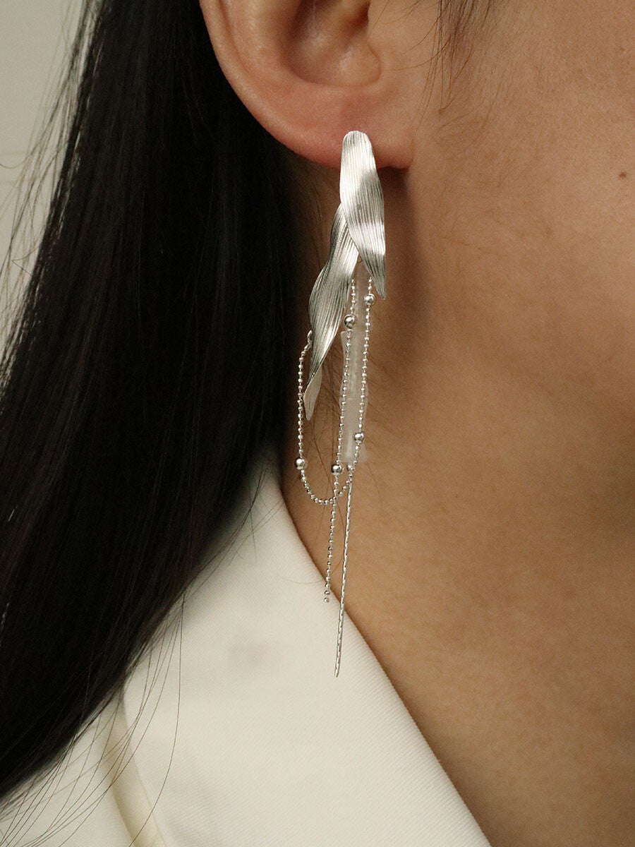 Bamboo Shadow Silver Earrings,Lumivault.