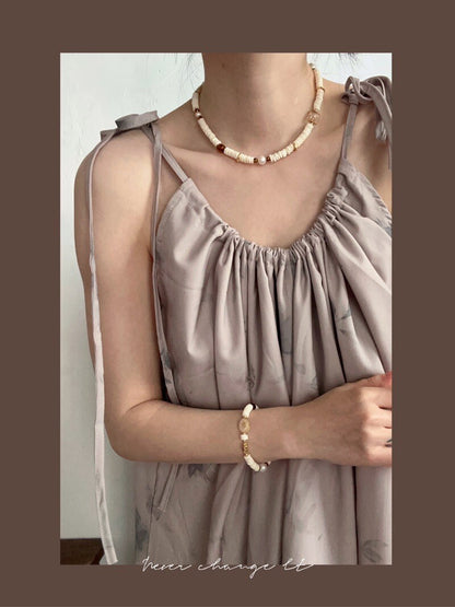 Beige Shell Beaded Necklace