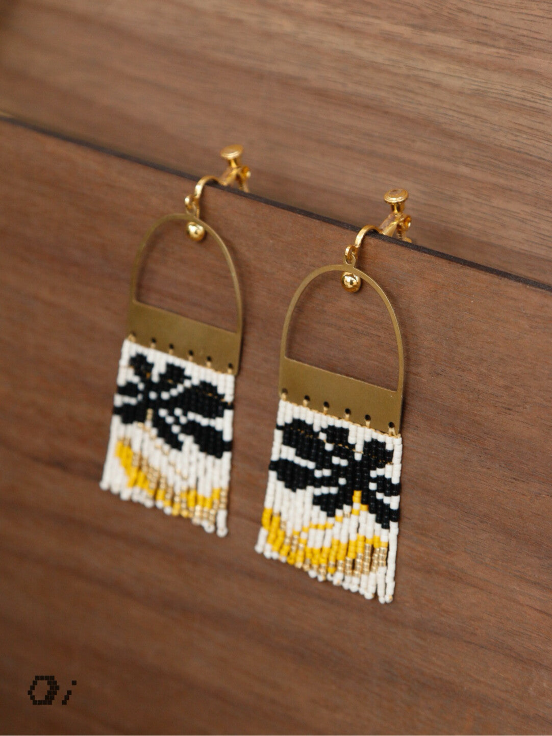 Black Gold MIYUKI Beaded Earrings,Lumivault.