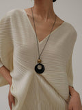 Black Onyx Pendant Braided Rope Necklace,Lumivault.