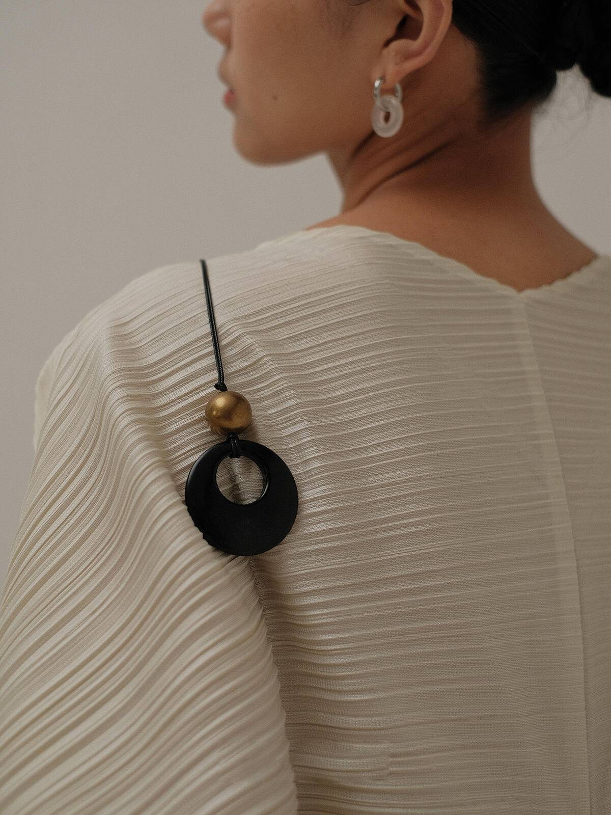 Black Onyx Pendant Braided Rope Necklace,Lumivault.