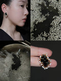 Black White Irregular Beaded Earrings,Lumivault.