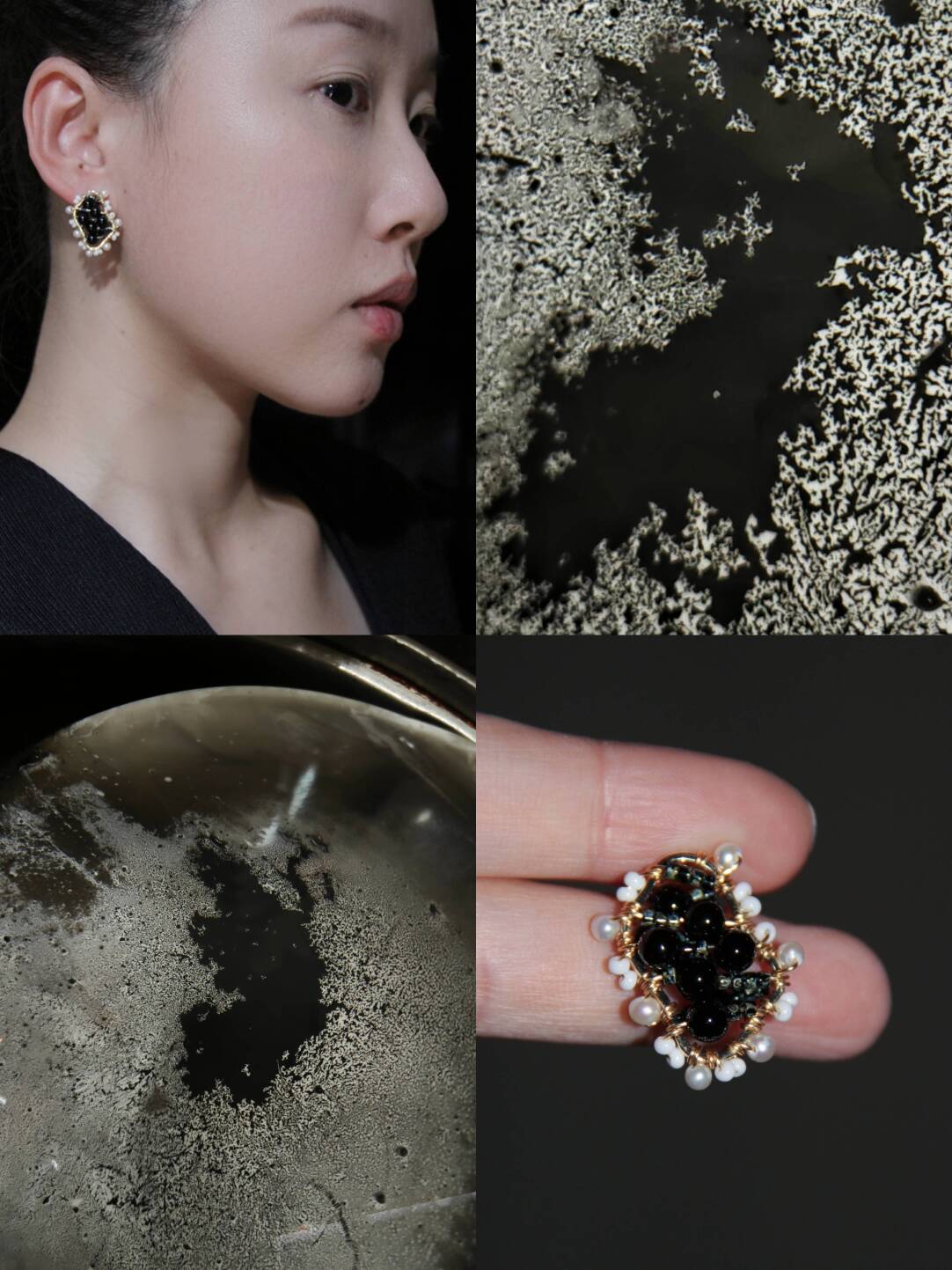 Black White Irregular Beaded Earrings,Lumivault.