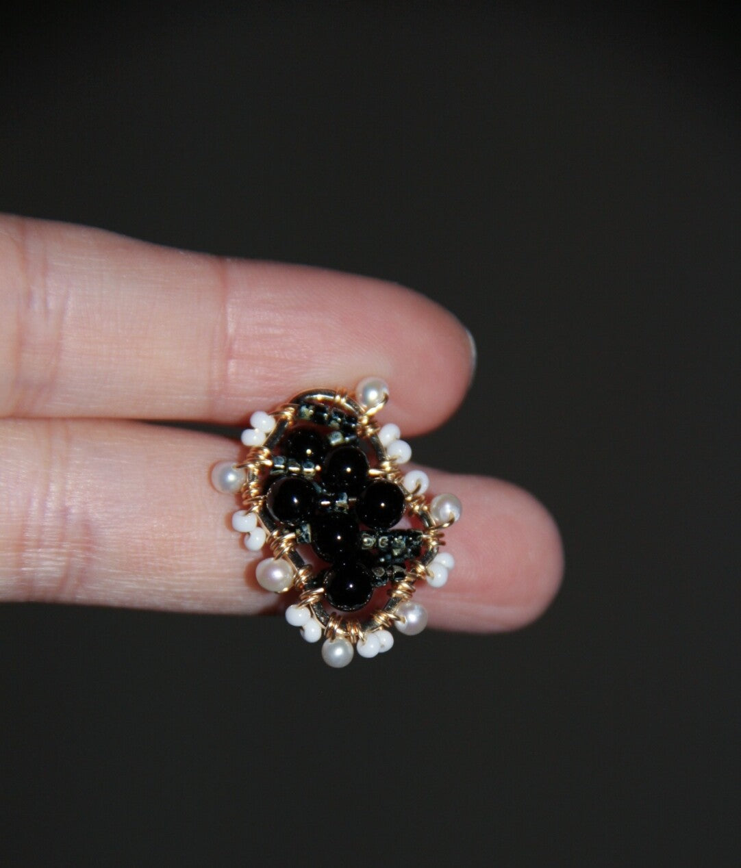 Black White Irregular Beaded Earrings,Lumivault.