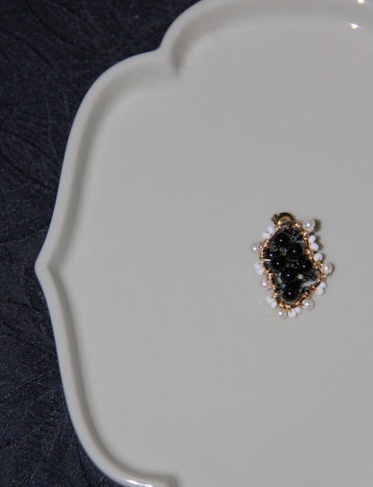 Black White Irregular Beaded Earrings