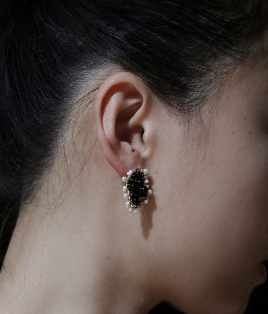 Black White Irregular Beaded Earrings,Lumivault.