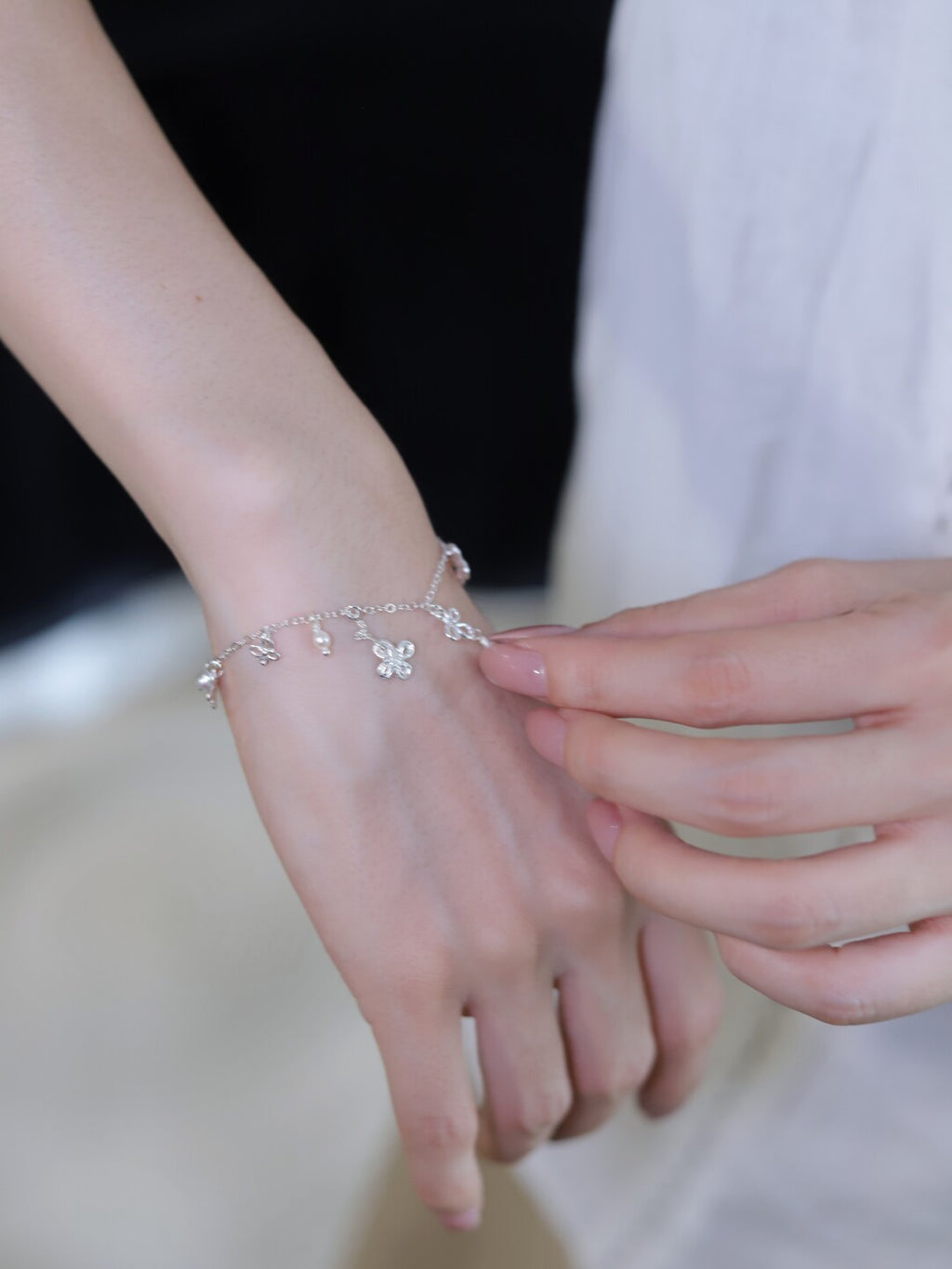 Blessing Butterfly Silver Bracelet,Small,Lumivault.