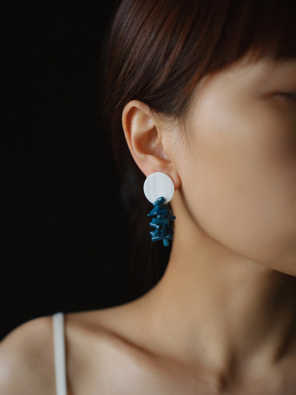 Blue Coral Shell Beaded Earrings,Lumivault.